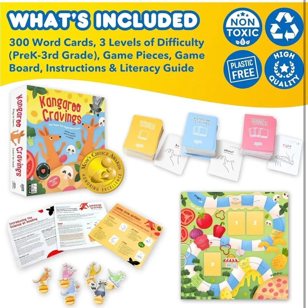 Clever Noodle Kangaroo Cravings Kids Sight Word Literacy Skills Board Game. NEW.
